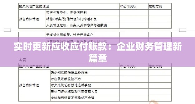 实时更新应收应付账款：企业财务管理新篇章