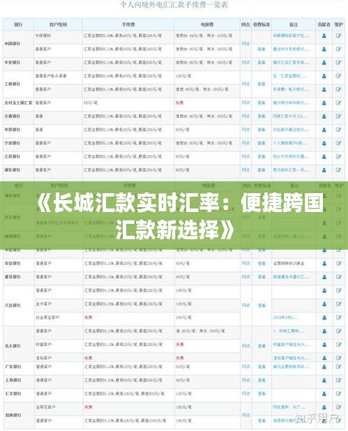 《长城汇款实时汇率：便捷跨国汇款新选择》