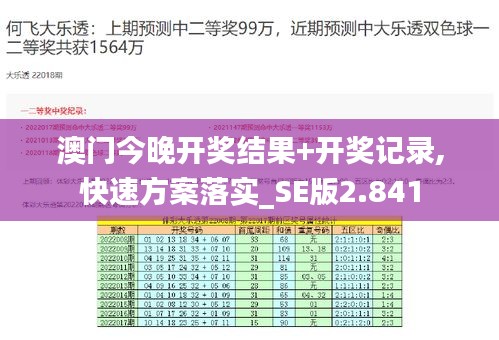 澳门今晚开奖结果+开奖记录,快速方案落实_SE版2.841