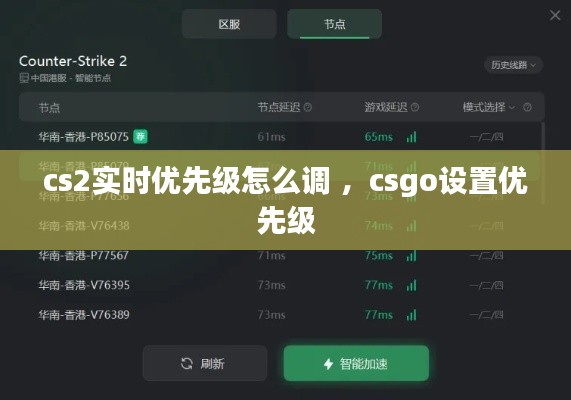 cs2实时优先级怎么调 ，csgo设置优先级