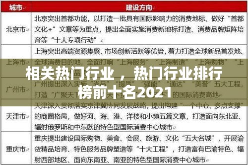 相关热门行业 ，热门行业排行榜前十名2021