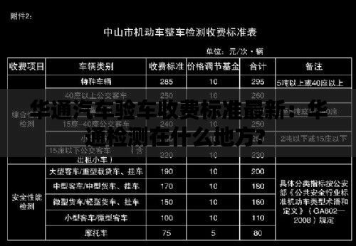 华通汽车验车收费标准最新：华通检测在什么地方? 