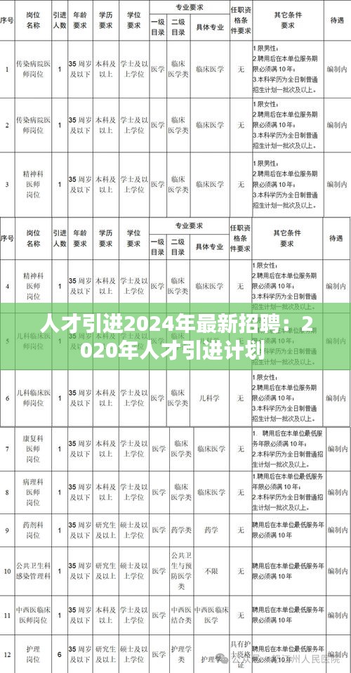 人才引进2024年最新招聘：2020年人才引进计划 