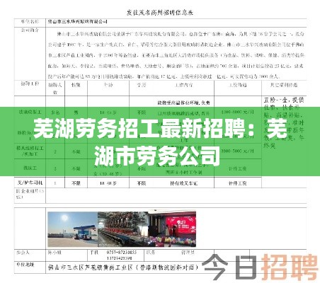 芜湖劳务招工最新招聘：芜湖市劳务公司 