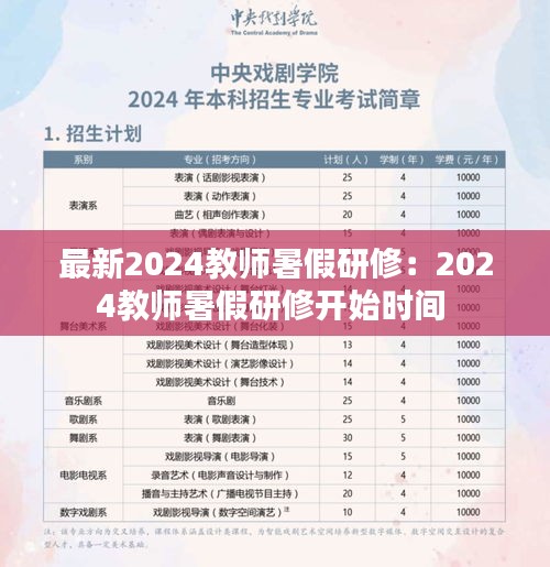 最新2024教师暑假研修：2024教师暑假研修开始时间 