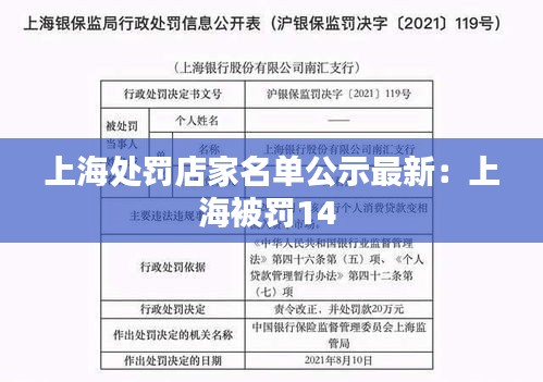 上海处罚店家名单公示最新：上海被罚14 