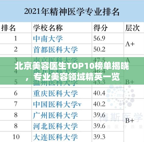 北京美容医生TOP10榜单揭晓，专业美容领域精英一览