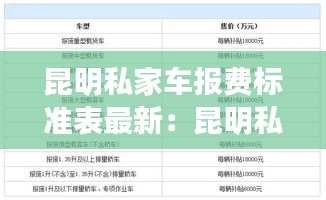 昆明私家车报费标准表最新：昆明私家车电话号码 