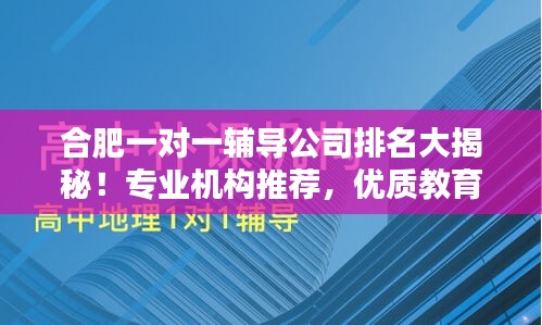 合肥一对一辅导公司排名大揭秘！专业机构推荐，优质教育资源的首选。