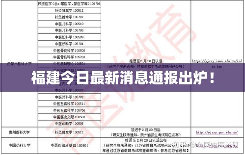 福建今日最新消息通报出炉！