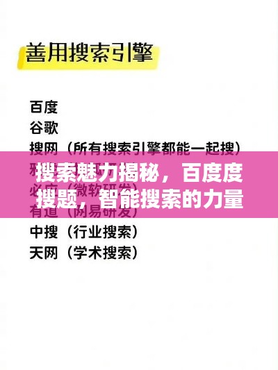 搜索魅力揭秘，百度度搜题，智能搜索的力量之源