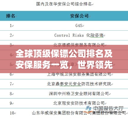 全球顶级保镖公司排名及安保服务一览，世界领先安保企业概览