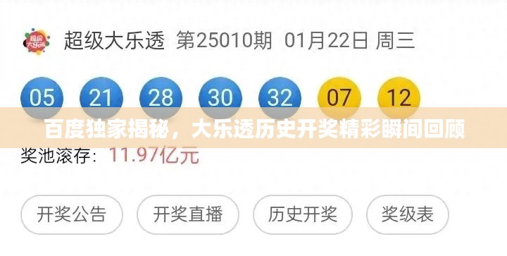 百度独家揭秘，大乐透历史开奖精彩瞬间回顾