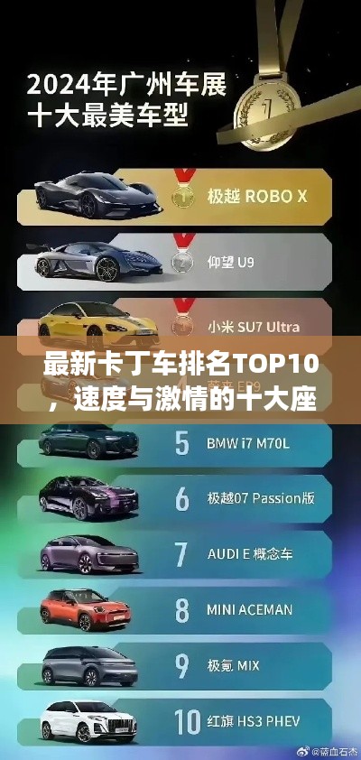 最新卡丁车排名TOP10，速度与激情的十大座驾！