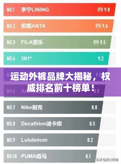 运动外裤品牌大揭秘，权威排名前十榜单！