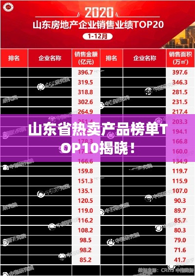 山东省热卖产品榜单TOP10揭晓！