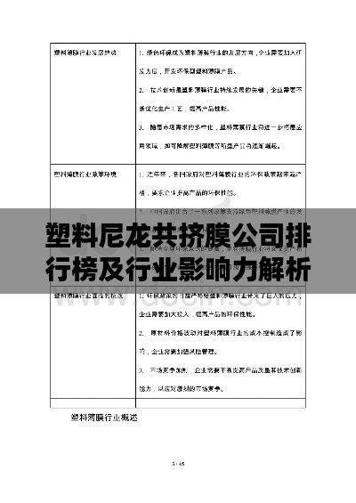 塑料尼龙共挤膜公司排行榜及行业影响力解析