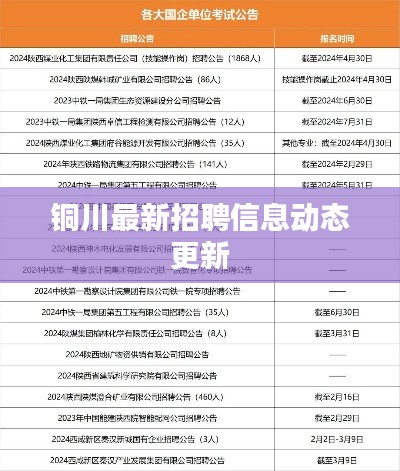 铜川最新招聘信息动态更新