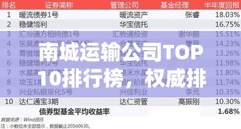 南城运输公司TOP10排行榜，权威排名榜单揭晓！