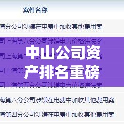 中山公司资产排名重磅发布，商业巨头实力榜单揭秘！