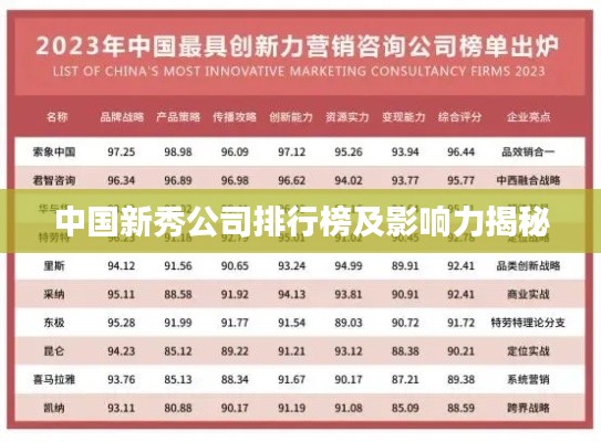 中国新秀公司排行榜及影响力揭秘